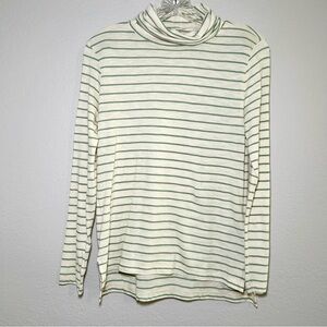 NWT Madewell Green Cream Striped Long Sleeve‎ turtleneck fall basic career cozy